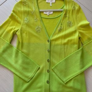 ESCADA immaculate perfect condition cardigan and tank top in ombré spring green!